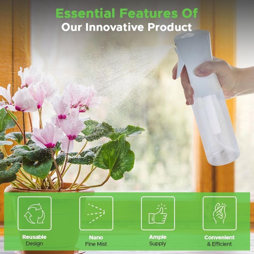 2025 Ultra-Fine Continuous Spray Bottles (2-Pack) – Mist Sprayer for Hair, Plants, Cleaning & Home Use