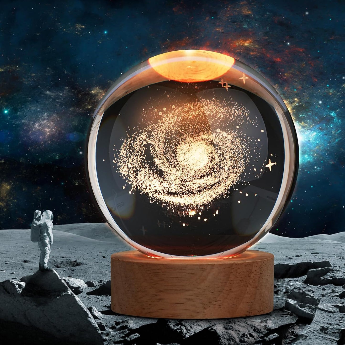 3D Galaxy Crystal Ball Night Light – 16-Color Changing LED Lamp with Remote, Large Crystal Sphere for Bedroom Décor & Gifts for Teens