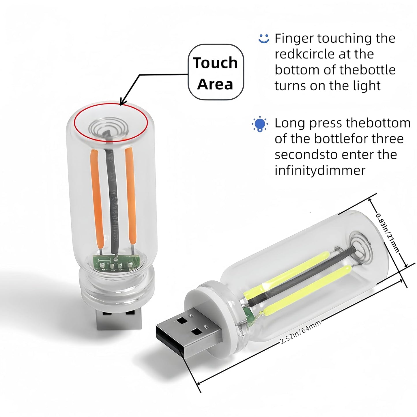 Touch Control Retro LED nightlight - Mini USB Light, Multi-Color Environment, car, Bedroom, Atmosphere Light