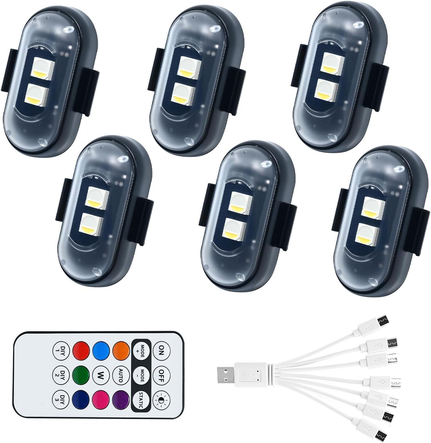Wireless LED Lights for car,with Remote Control, high Brightness Wireless led Strobe Light 8 Colors USB Charge IP65 Waterproof