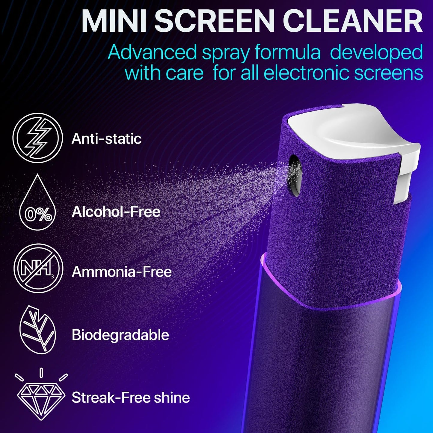 Car Screen Cleaner, 3 In 1 Fingerprint Proof Screen Mist Cleaner, Spray Wipe Cleaner, Suitable for All Phones, Computer, Laptop, Tablet and Car Screen, Men Gifts, Car Accessories