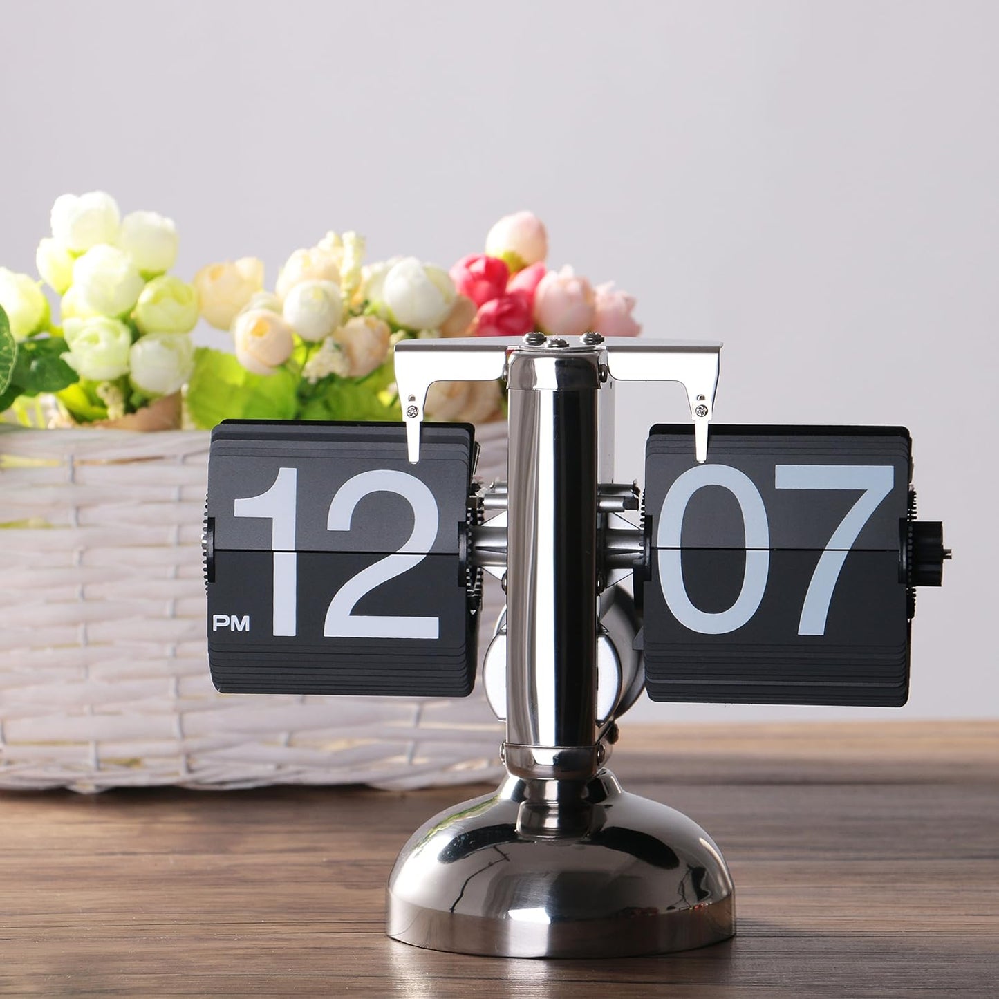 Retro Digital Flip Down Sign -Battery Powered Internal Gear Operated Clock for Home & Office Décor