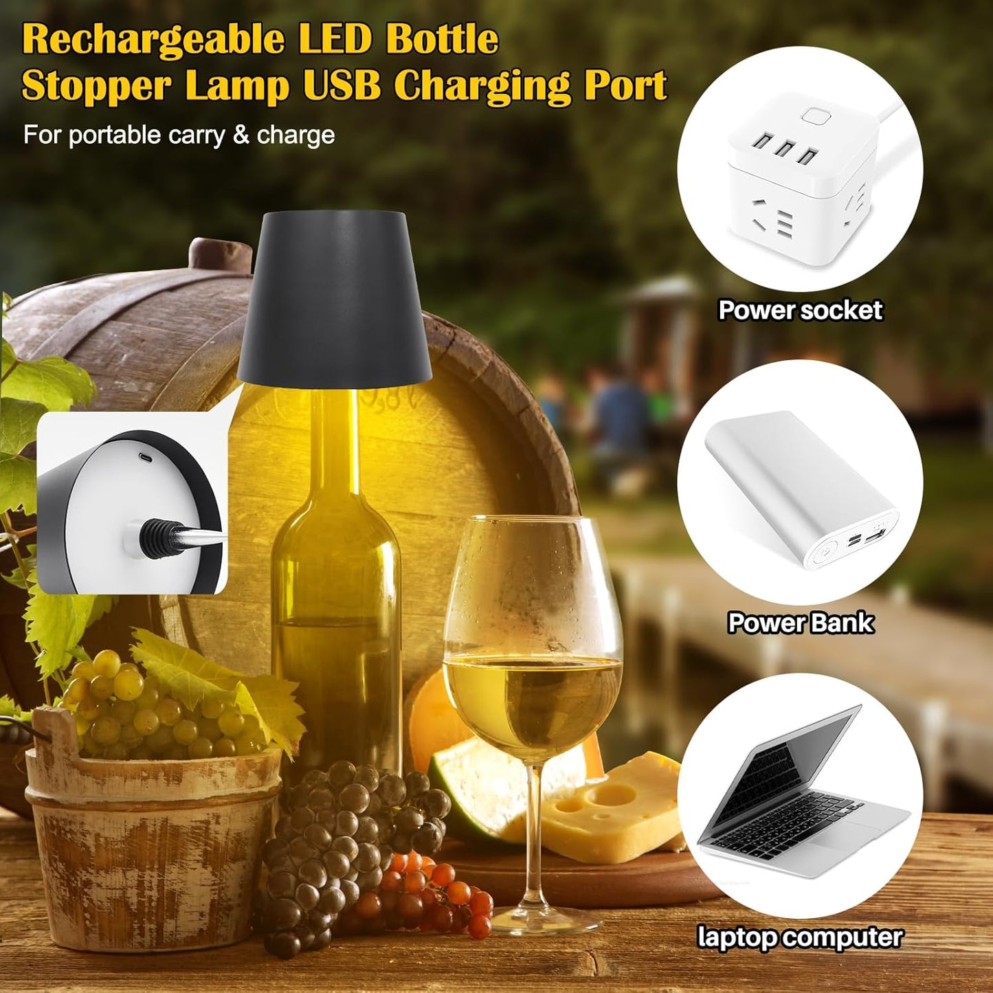 Wireless Bottle Lamp - Compact Design, Lightweight, Ideal for Home or Office Use