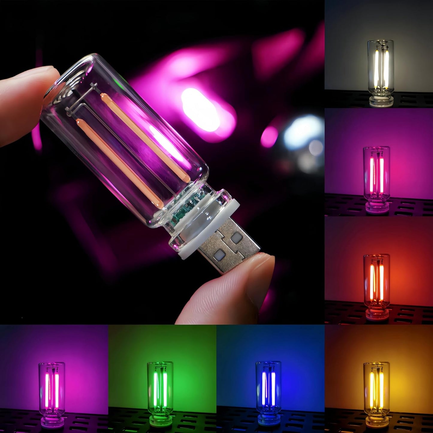 Touch Control Retro LED nightlight - Mini USB Light, Multi-Color Environment, car, Bedroom, Atmosphere Light