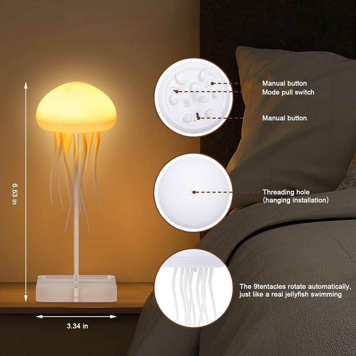 Jellyfish Lamp Real - Soothing Color Changing Aquarium Light for Home