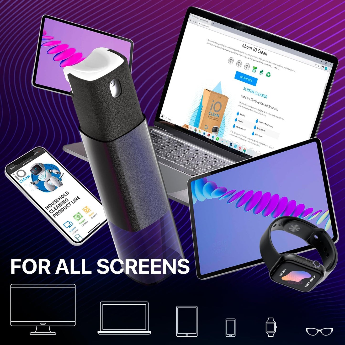 Car Screen Cleaner, 3 In 1 Fingerprint Proof Screen Mist Cleaner, Spray Wipe Cleaner, Suitable for All Phones, Computer, Laptop, Tablet and Car Screen, Men Gifts, Car Accessories
