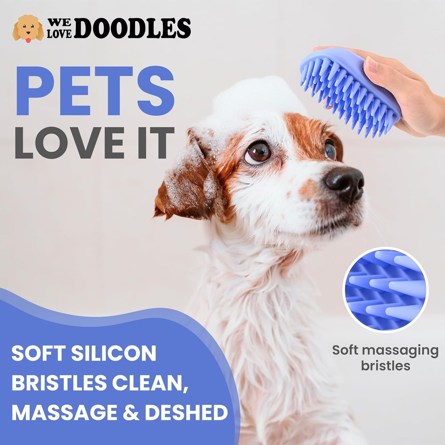 2-Pack Dog Grooming Bath Brush – Soft Silicone Pet Scrubber & Massage Tool for Long & Short Hair Dogs & Cats, Puppy Shower Essentials