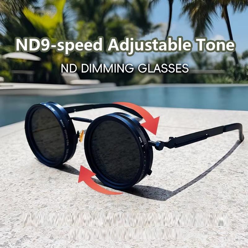 Polarized Round Sunglasses ND9 Adjustable Dimming Sun Glasses