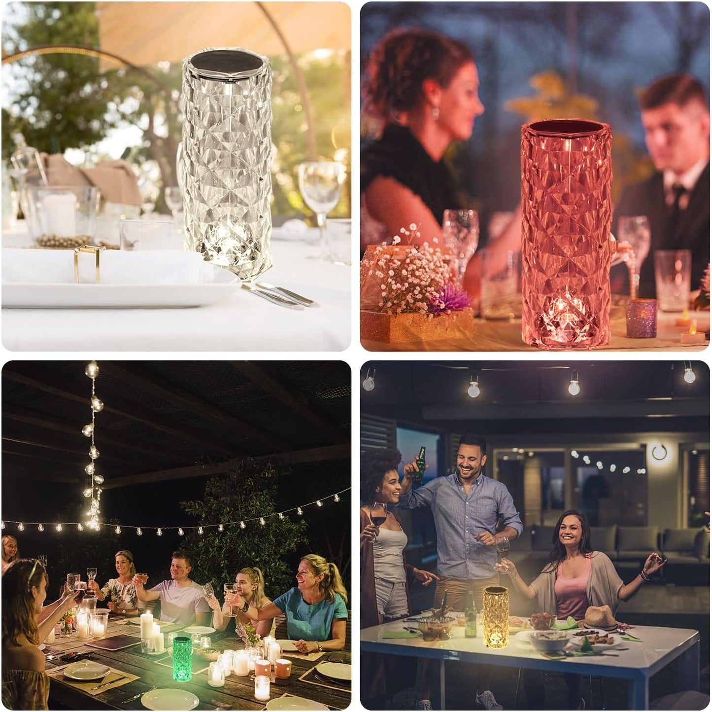 Crystal Table Lamp RGB Color Changing Night Light - Romantic LED Rose Diamond Touch Lamps for Living Room (Remote & Touch)