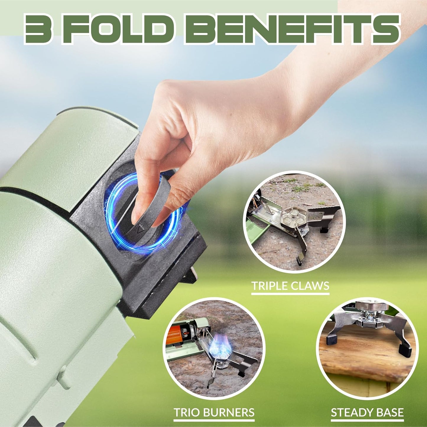 Foldable Butane Camping Stove – 5,200W Portable Gas Burner with Carrying Bag for Outdoor Cooking, Backpacking & Emergency Use
