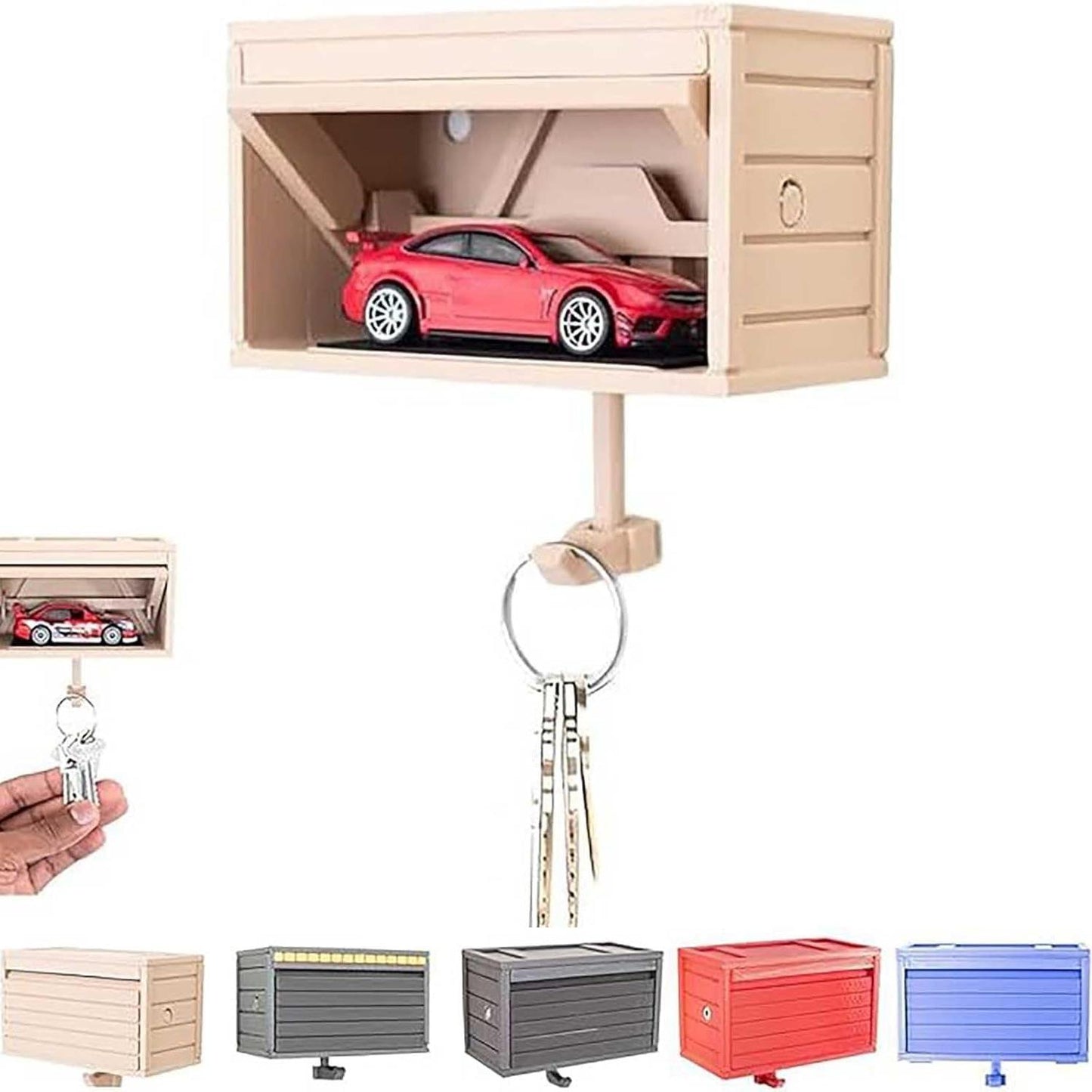 3D Printed Garage-Themed Car Key Holder Wall Mount - Fun Organizer with Opening Doors