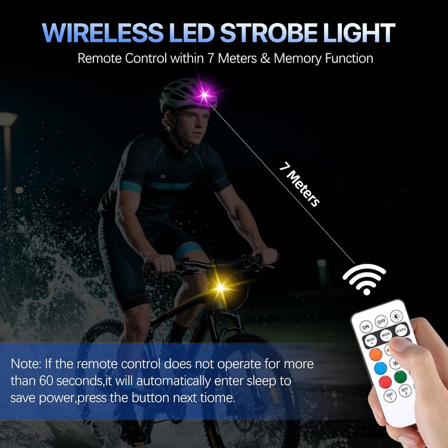 Wireless LED Lights for car,with Remote Control, high Brightness Wireless led Strobe Light 8 Colors USB Charge IP65 Waterproof