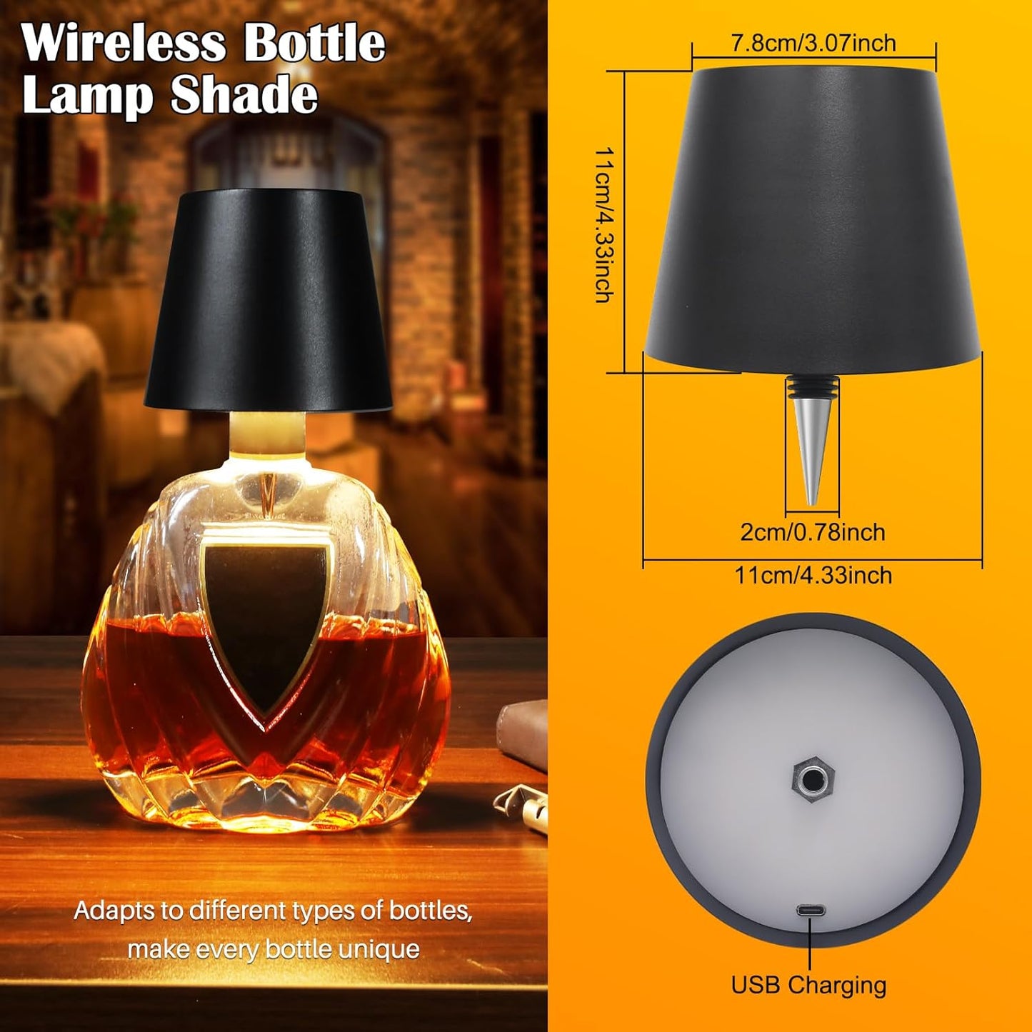 Wireless Bottle Lamp - Compact Design, Lightweight, Ideal for Home or Office Use