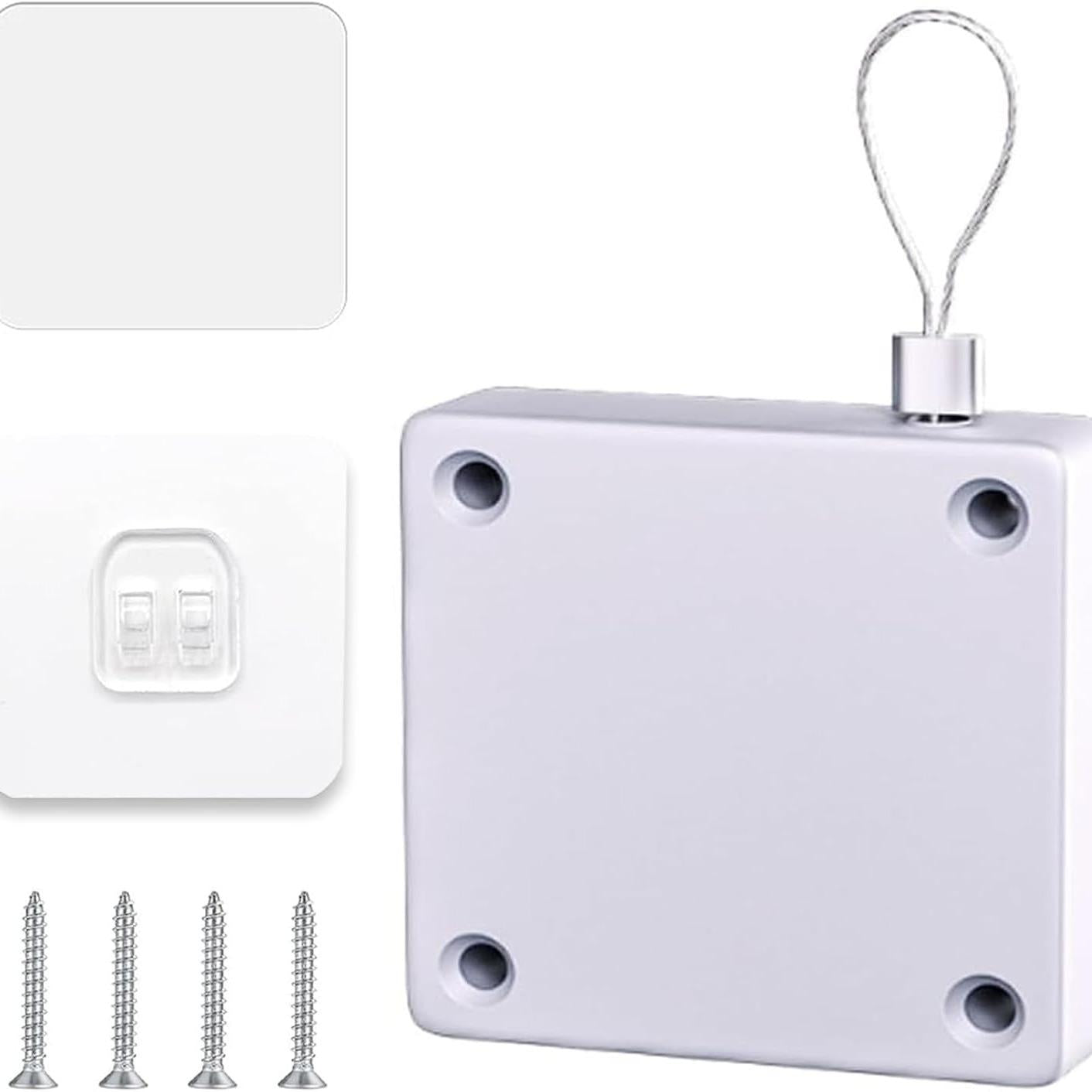 Shower Curtain Closer, Automatic Shower Curtain Opener and Closer, 1000g Door Closer for Home, Punch-Free Automatic Sensor Door Closer with 1.2m Drawstring for Bathroom, Bedroom