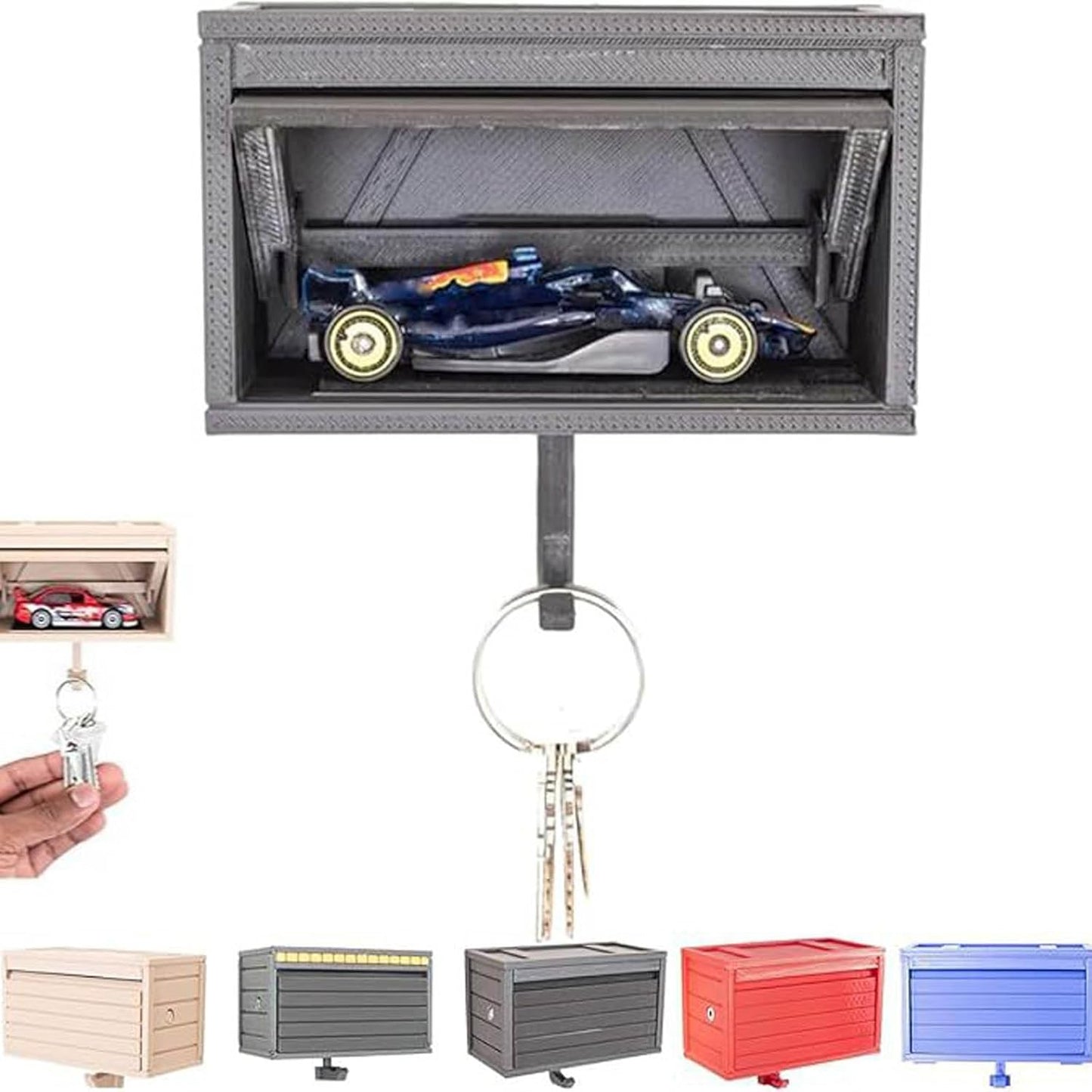 3D Printed Garage-Themed Car Key Holder Wall Mount - Fun Organizer with Opening Doors