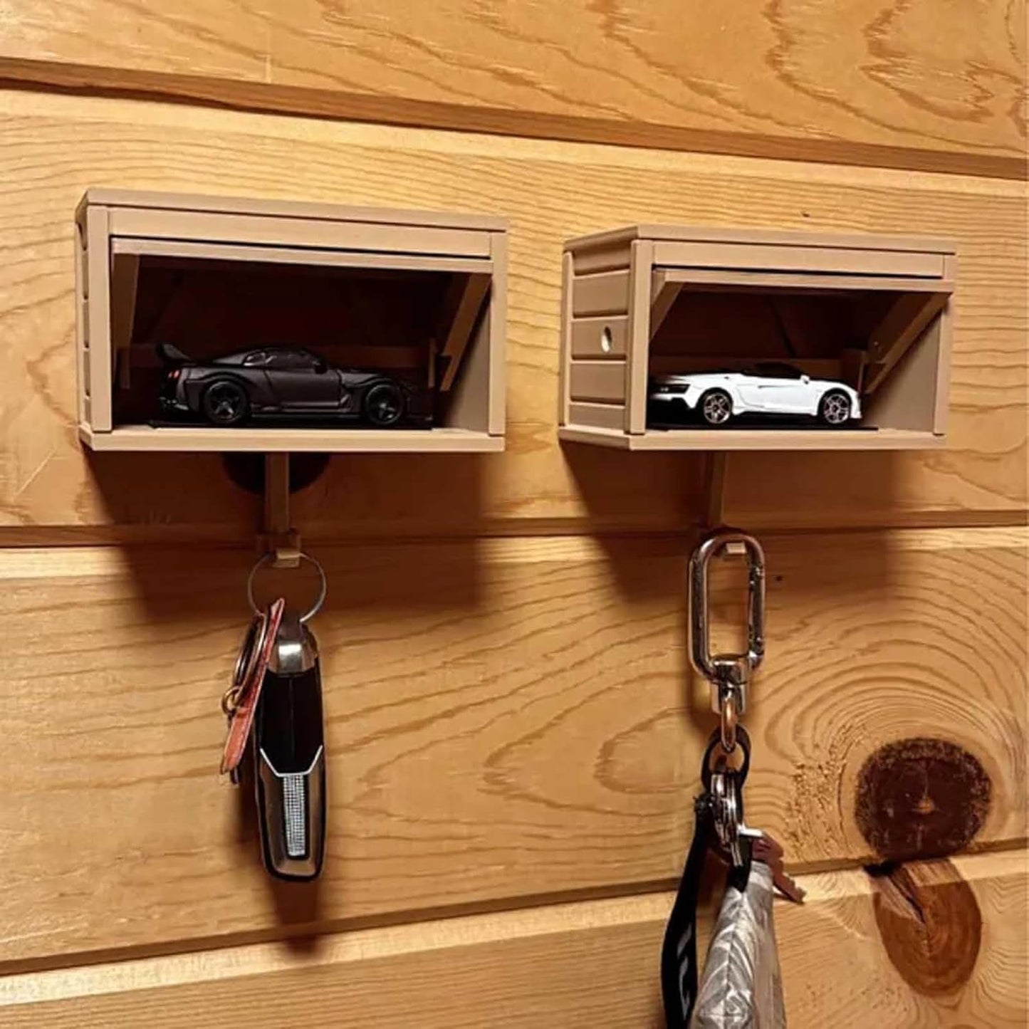3D Printed Garage-Themed Car Key Holder Wall Mount - Fun Organizer with Opening Doors