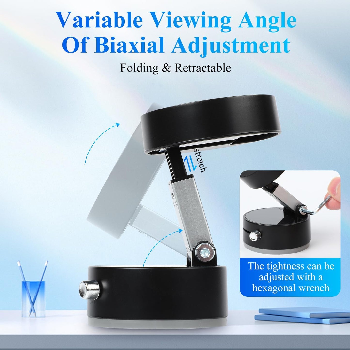 Vacuum Magnetic Suction Phone Holder, 2025 New Magnetic Suction Phone Mount, Foldable Portable Double-Sided Vacuum Magnetic adsorption Adjustable Mobile Phone Holder for All Phones