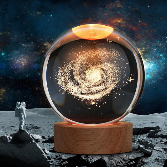 3D Galaxy Crystal Ball Night Light – 16-Color Changing LED Lamp with Remote, Large Crystal Sphere for Bedroom Décor & Gifts for Teens