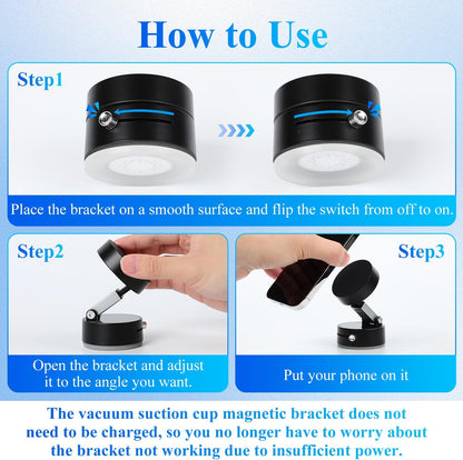 Vacuum Magnetic Suction Phone Holder, 2025 New Magnetic Suction Phone Mount, Foldable Portable Double-Sided Vacuum Magnetic adsorption Adjustable Mobile Phone Holder for All Phones