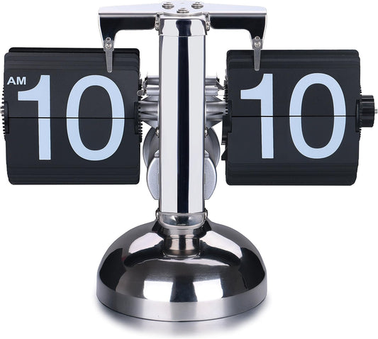 Retro Digital Flip Down Sign -Battery Powered Internal Gear Operated Clock for Home & Office Décor