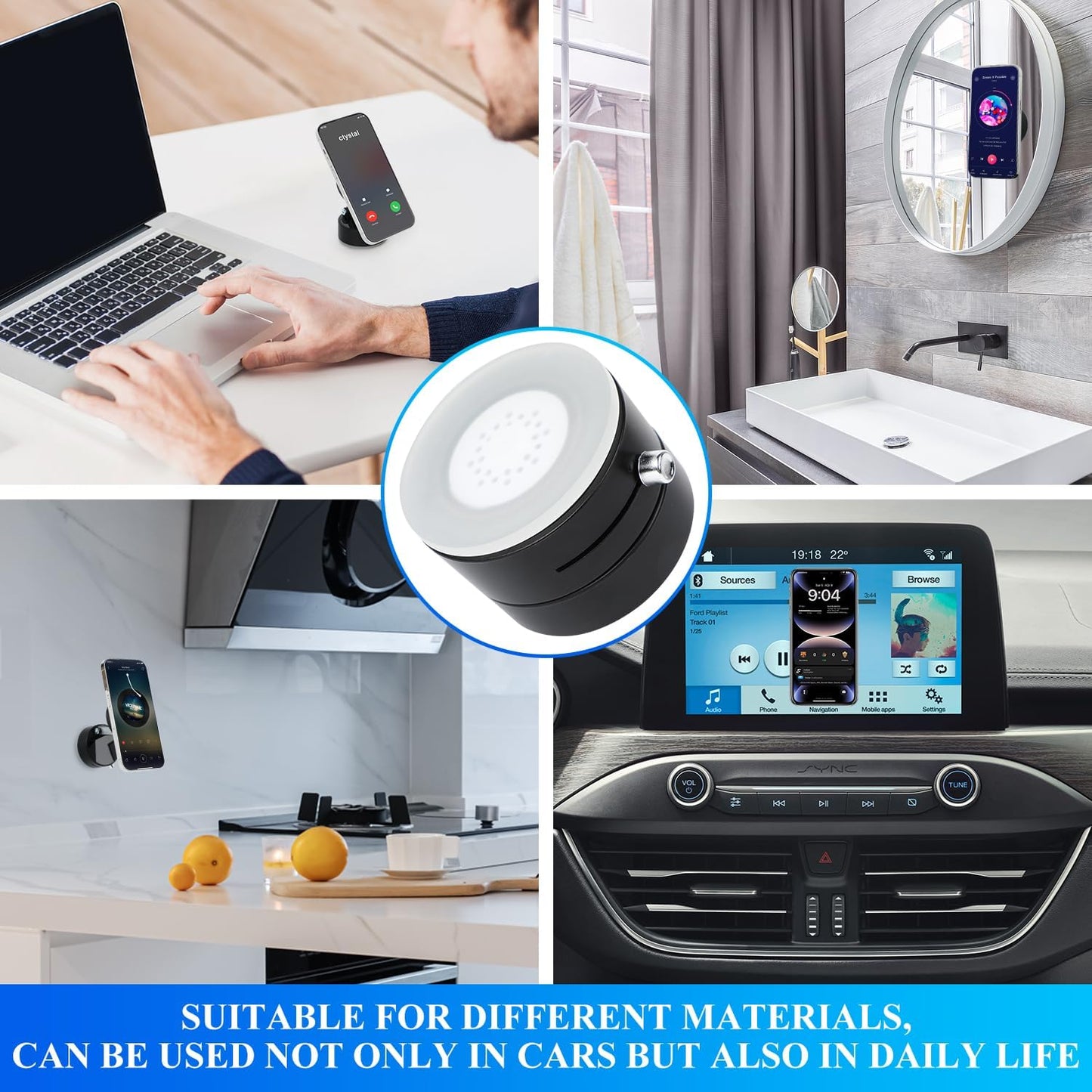 Vacuum Magnetic Suction Phone Holder, 2025 New Magnetic Suction Phone Mount, Foldable Portable Double-Sided Vacuum Magnetic adsorption Adjustable Mobile Phone Holder for All Phones