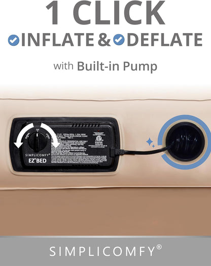 EZ Bed Self-Inflating Air Mattress with Built-in Frame, Pump and Wheeled Case, Blow Up Inflatable Rolling Air Bed on Wheels