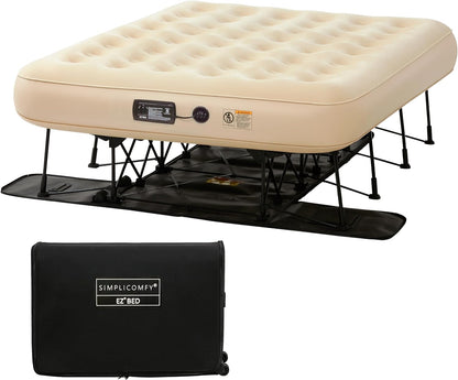 EZ Bed Self-Inflating Air Mattress with Built-in Frame, Pump and Wheeled Case, Blow Up Inflatable Rolling Air Bed on Wheels