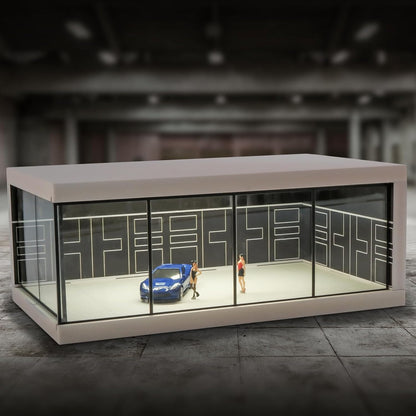 Display Case for Matchbox Cars with USB Lights,Model Car Storage Car Showroom scene Diorama Parking