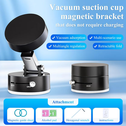 Vacuum Magnetic Suction Phone Holder, 2025 New Magnetic Suction Phone Mount, Foldable Portable Double-Sided Vacuum Magnetic adsorption Adjustable Mobile Phone Holder for All Phones
