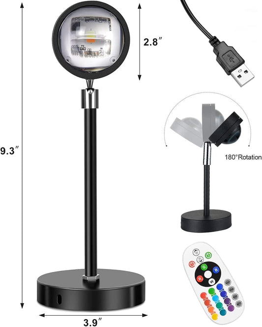 Sunset Lamp, Projector Sunset Light 180 Degree Rotation Projection LED Night Light for Photography, Selfie, Home and Bedroom Decor