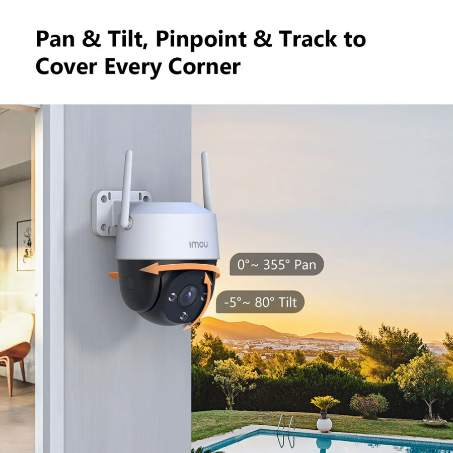 1080P/4MP Outdoor Wi-Fi Camera Night Vision IP66 Weatherproof 8X Digital Zoom AI Human Detection Monitor