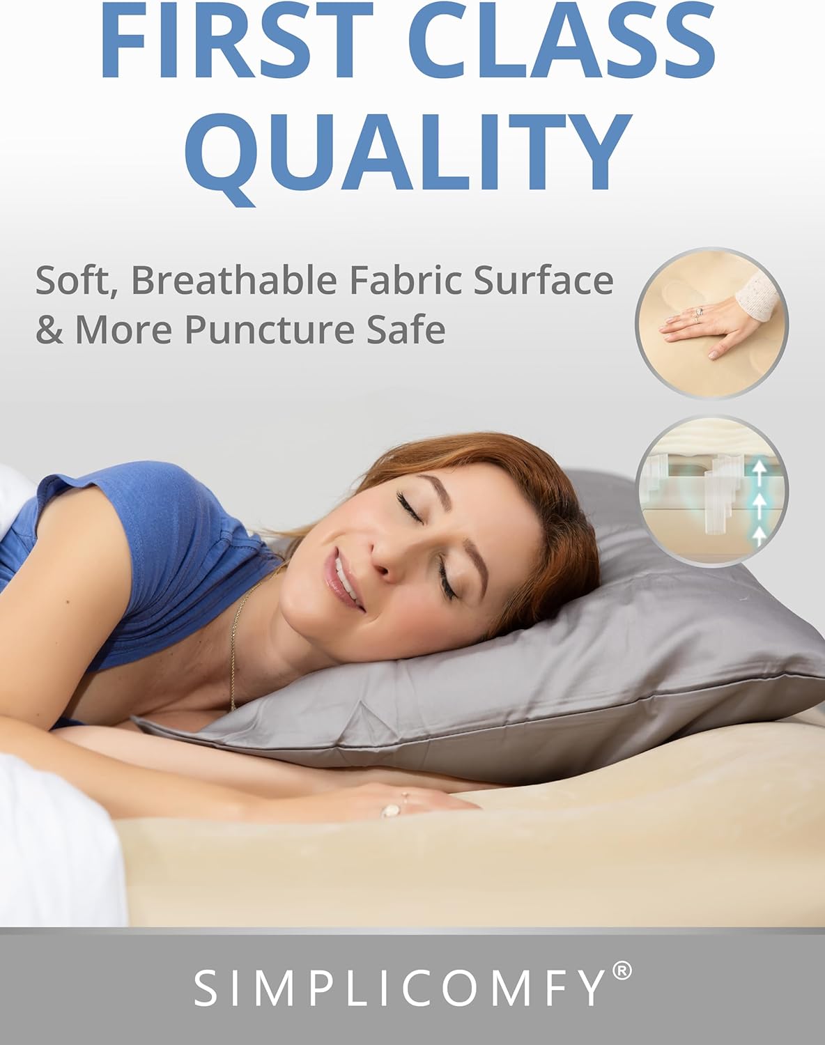 EZ Bed Self-Inflating Air Mattress with Built-in Frame, Pump and Wheeled Case, Blow Up Inflatable Rolling Air Bed on Wheels
