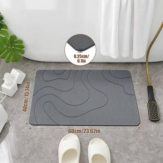 Stone Bath Mat Diatomaceous Earth Shower Mat Non-Slip Super Absorbent Diatomite Stone Mats for Bathroom Floor Quick-Drying Easy to Clean (24''*16'' Grey)