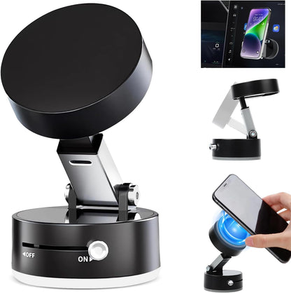 Vacuum Magnetic Suction Phone Holder, 2025 New Magnetic Suction Phone Mount, Foldable Portable Double-Sided Vacuum Magnetic adsorption Adjustable Mobile Phone Holder for All Phones