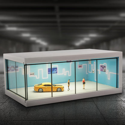 Display Case for Matchbox Cars with USB Lights,Model Car Storage Car Showroom scene Diorama Parking