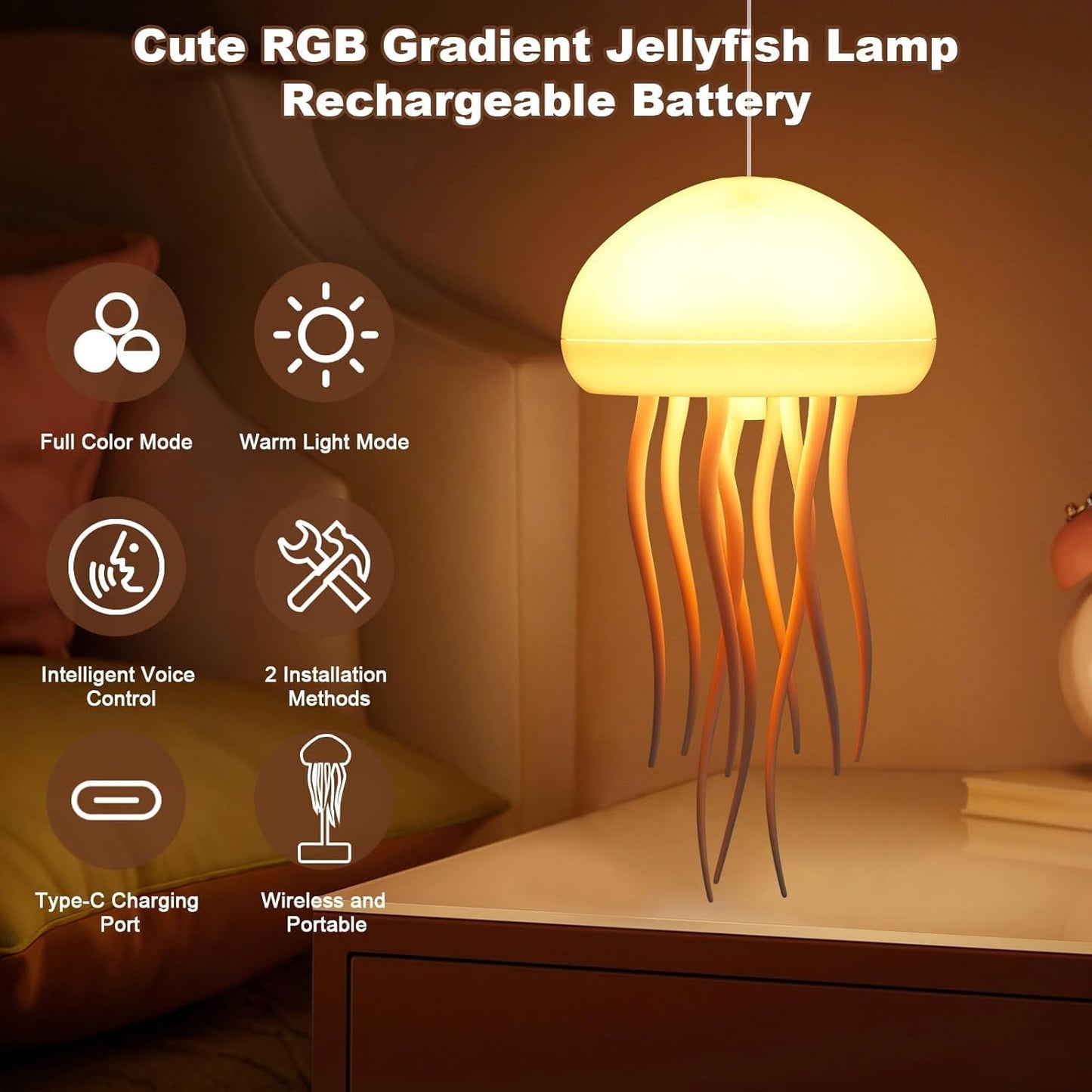 Jellyfish Lamp Real - Soothing Color Changing Aquarium Light for Home