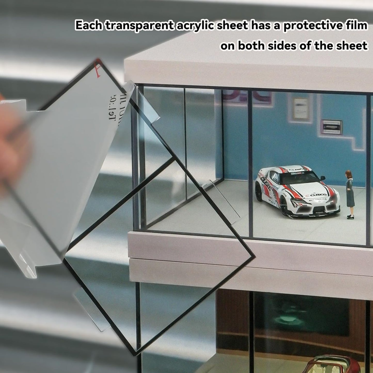 Display Case for Matchbox Cars with USB Lights,Model Car Storage Car Showroom scene Diorama Parking
