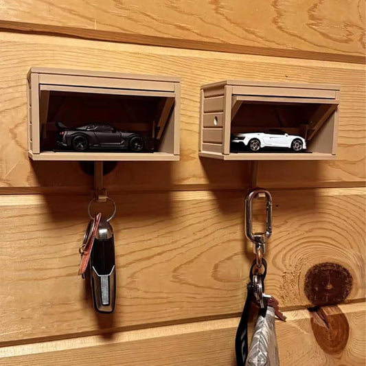 3D Printed Garage-Themed Car Key Holder Wall Mount - Fun Organizer with Opening Doors