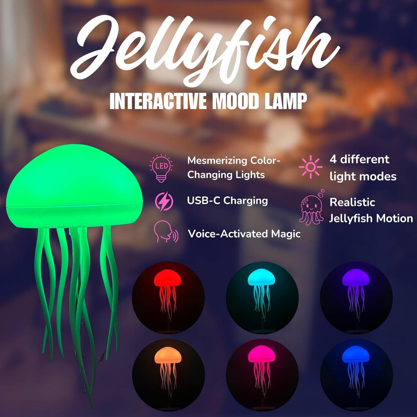 Jellyfish Lamp Real - Soothing Color Changing Aquarium Light for Home