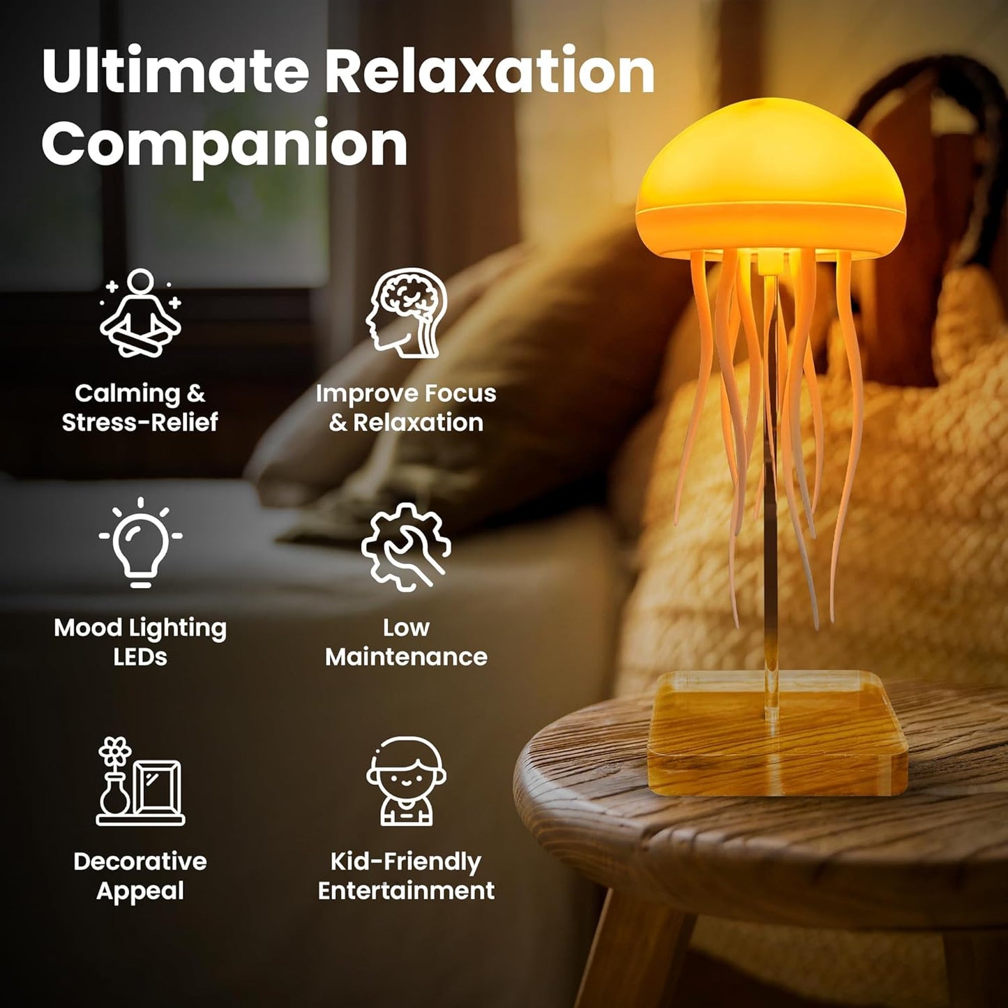 Jellyfish Lamp Real - Soothing Color Changing Aquarium Light for Home